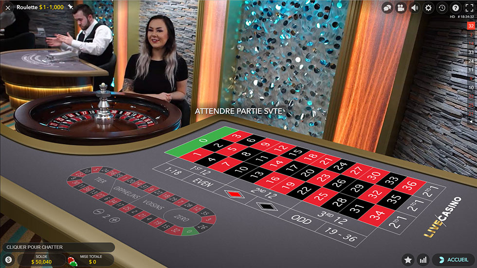 Roulette live avec croupiers en direct